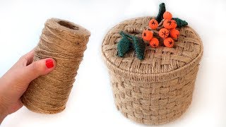 DIY Wicker basket with Jute Rope and Cardboard  Jute Rope Basket  Jute and Cardboard Craft [upl. by Morrie]