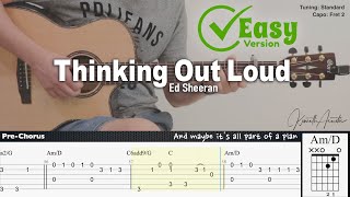 Thinking Out Loud Easy Version  Ed Sheeran  Fingerstyle Guitar  TAB  Chords  Lyrics [upl. by Walsh56]