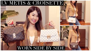 LOUIS VUITTON Pochette Metis amp Croisette Comparison Worn Side by Side [upl. by Anoel274]