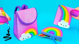 DIY MINI ÚTILES ESCOLARES ARCOIRIS que SÍ FUNCIONAN [upl. by Etnahsal]