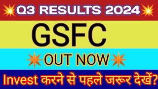 GSFC Q3 Results 2024 🔴 GSFC Share Latest News 🔴 gujarat state fertilizers amp chemicals ltd Share [upl. by Thurman]