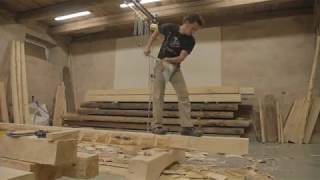 French carpenter Mourad Manesse hewing axe skills [upl. by Saraann218]