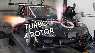 Turbo 4 Rotor RX7 SCREAMS on the Dyno  Mazzei Formula [upl. by Garrard]