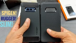 Spigen Liquid Air and Rugged Armor Samsung Galaxy S10e Case Review [upl. by Onitnatsnoc]