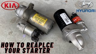 How To Replace Starter On 2007  2018 Hyundai 24L  Santa Fe Sport  Sonata [upl. by Faith576]