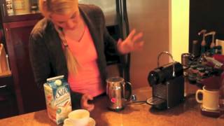 Nespresso Aeroccino Plus Frother Review Frothing Almond Milk [upl. by Yauqram]