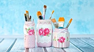 Decoupage dla początkujących słoiki  DIY tutorial [upl. by Alemat]