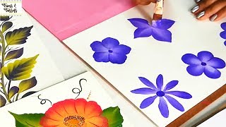 Learn how to Paint Easy 5amp8 Petal Flower  Basics of ONE STROKE Painting Techniques for Beginners [upl. by Sedecram50]