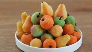 Make Marzipan Fruit  Marzipan Apples Pears Oranges [upl. by Dloreg262]