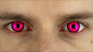 Bright Pink Colored Contact Lenses  Terror Eyes  Roly [upl. by Jevon]